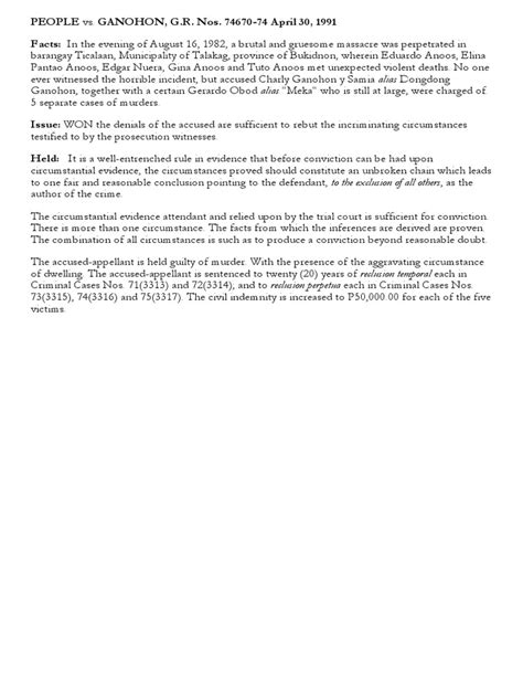 people vs ganohon|Criminal Case Digest:PEOPLE vs. GANOHON, G.R. Nos. 74670 .